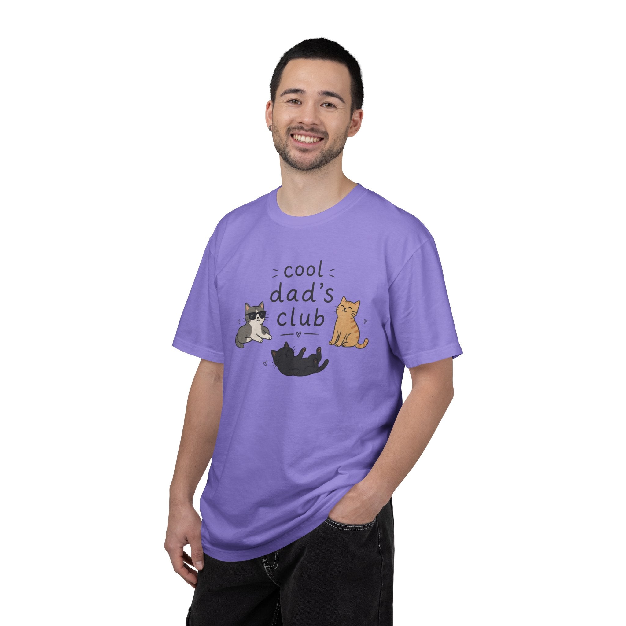 Cool Dad’s Club Cat T-Shirt — Funny Cat Dad Graphic Tee, proudly answers to ‘cat dad.’