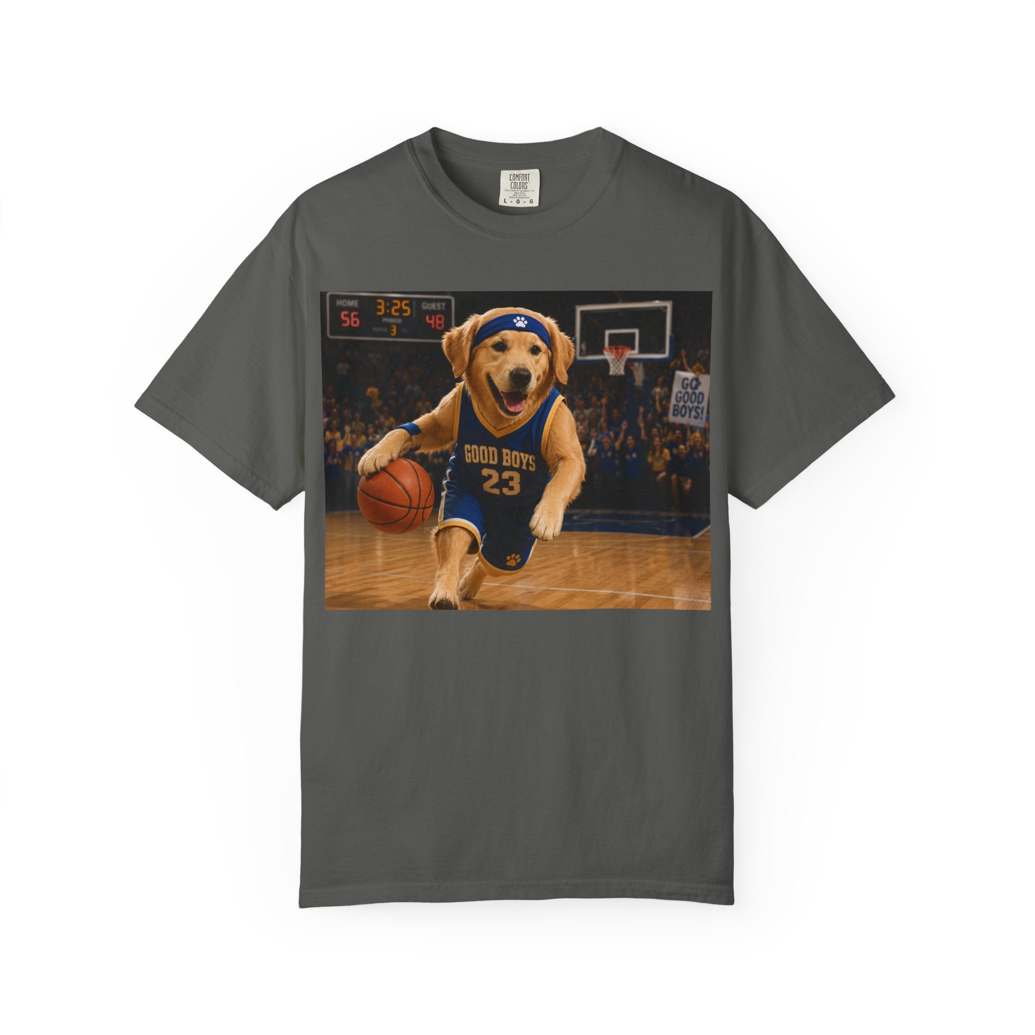 Jersey Pup Graphic Tee - Adorable Dog Playing Basketball for Sports Lovers, for Game Days & Weekend Hangouts
