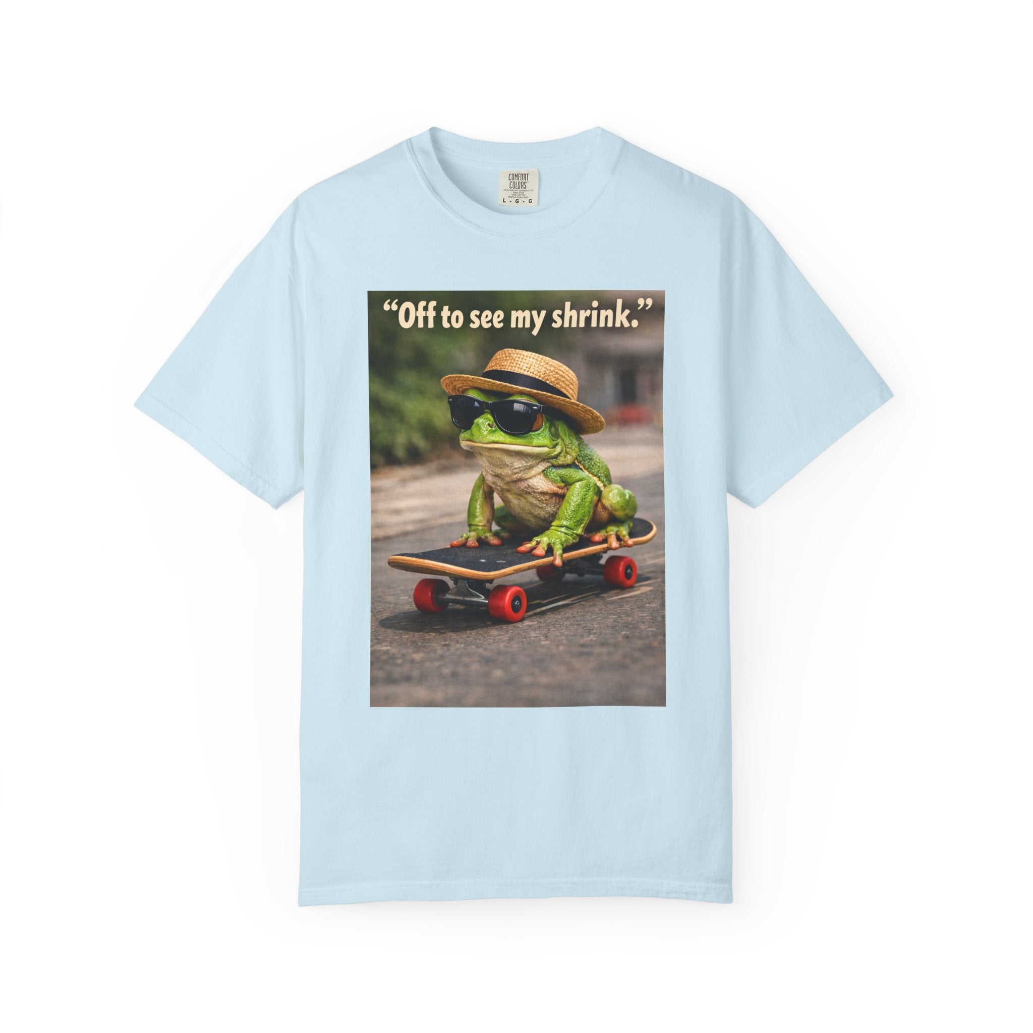 Frog on Skateboard T-Shirt — "Off to see my shrink." Vintage Skate Frog Tee
