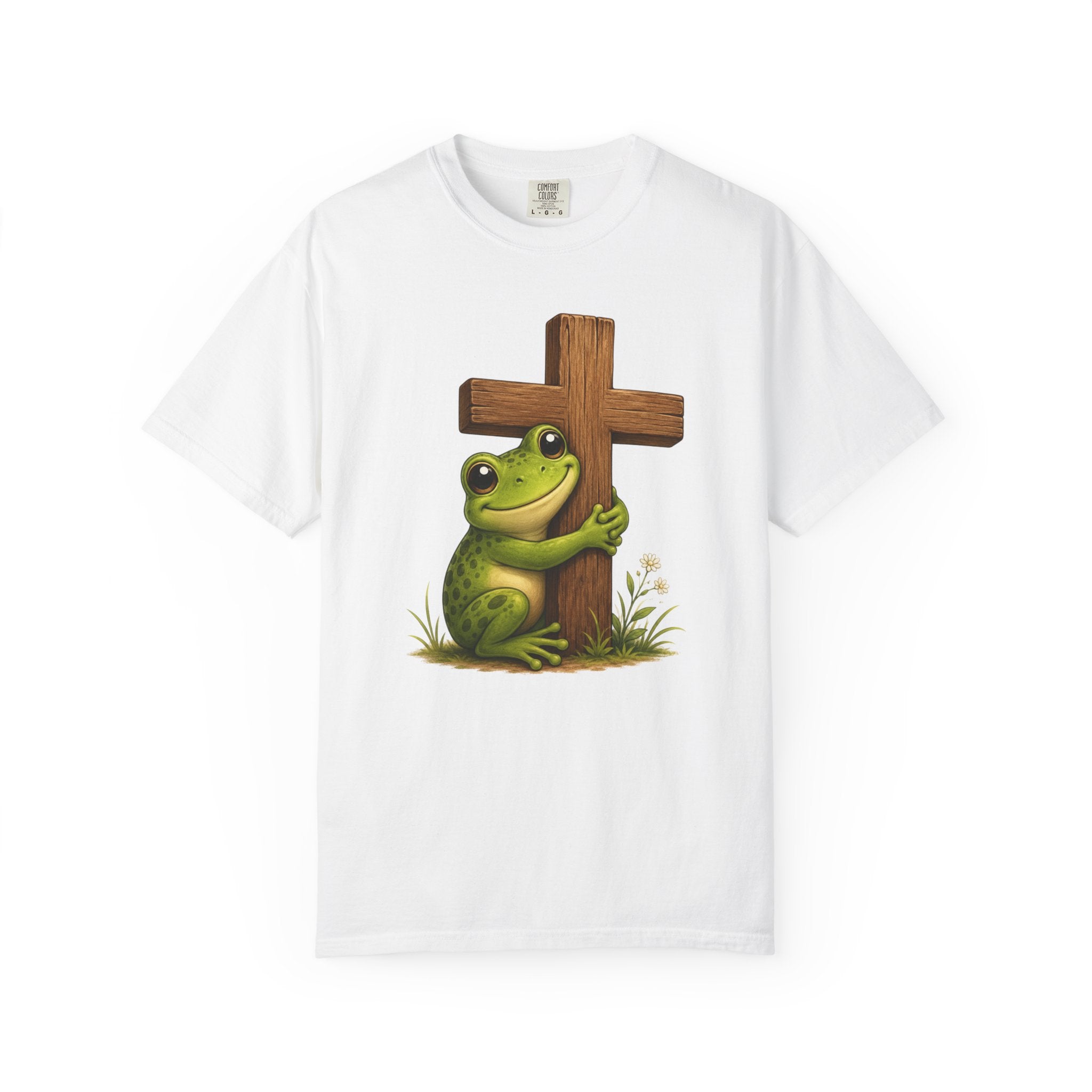 Adorable Frog & Cross Design - Adds a Touch of Fun and Faith to your wardrobe - For Frog Lovers