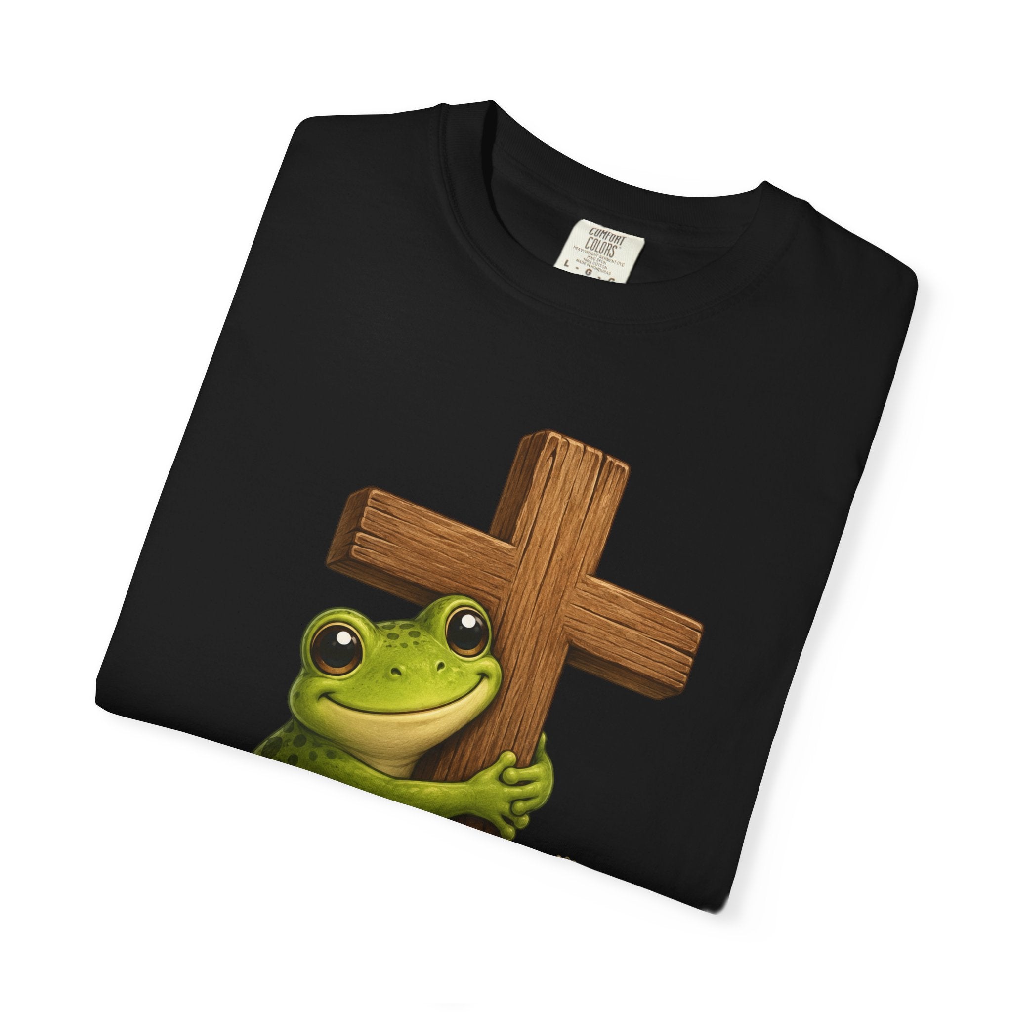 Adorable Frog & Cross Design - Adds a Touch of Fun and Faith to your wardrobe - For Frog Lovers