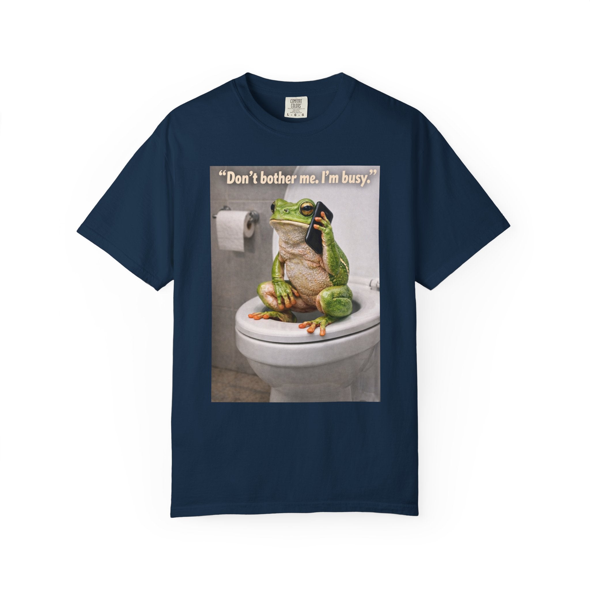Funny Frog Toilet T-Shirt — "Don't bother me. I'm busy." Perfect for Casual Hang-outs