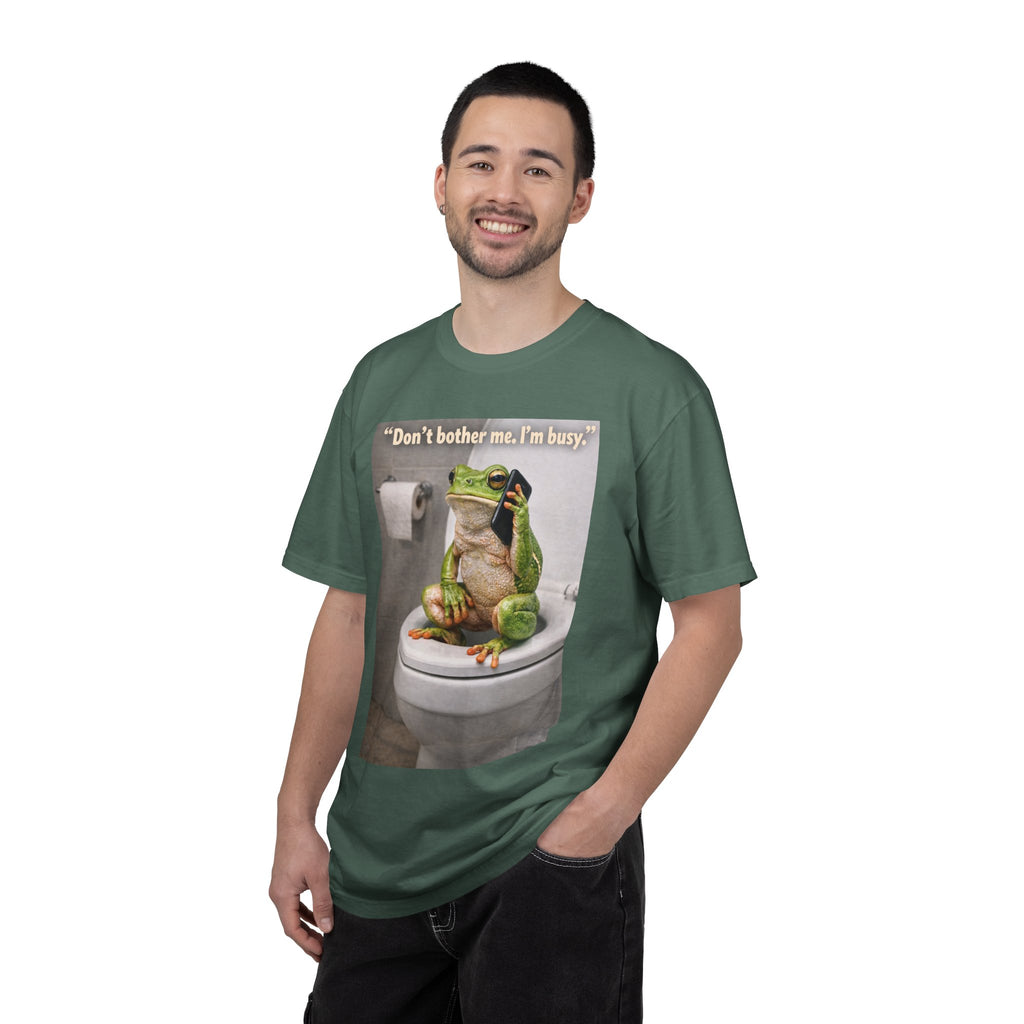 Funny Frog Toilet T-Shirt — "Don't bother me. I'm busy." Perfect for Casual Hang-outs