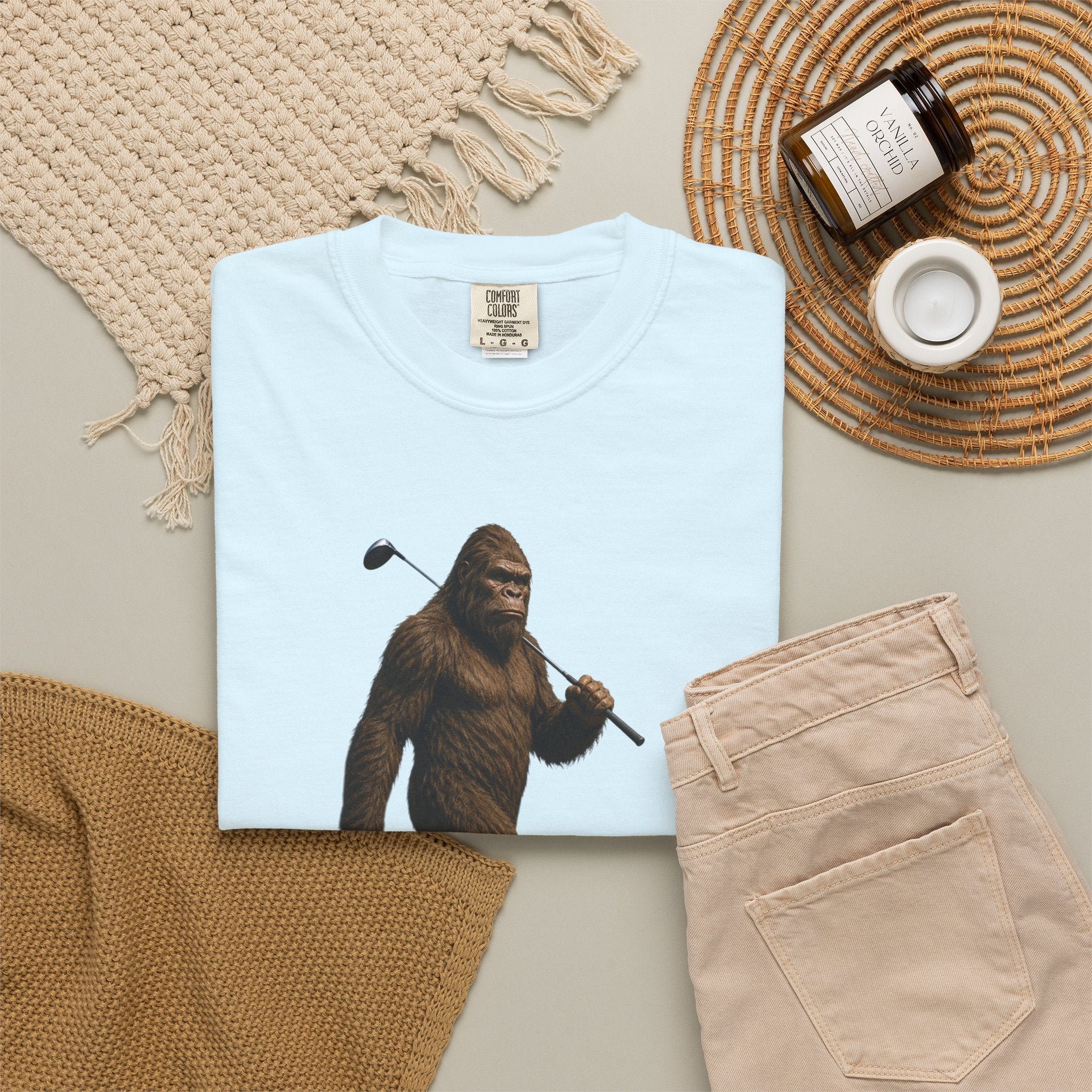 Golfing Bigfoot T-Shirt - Funny Sasquatch with Golf Club - Campfire Legend Tee for Weekend Adventures, Perfect for Campfire Stories