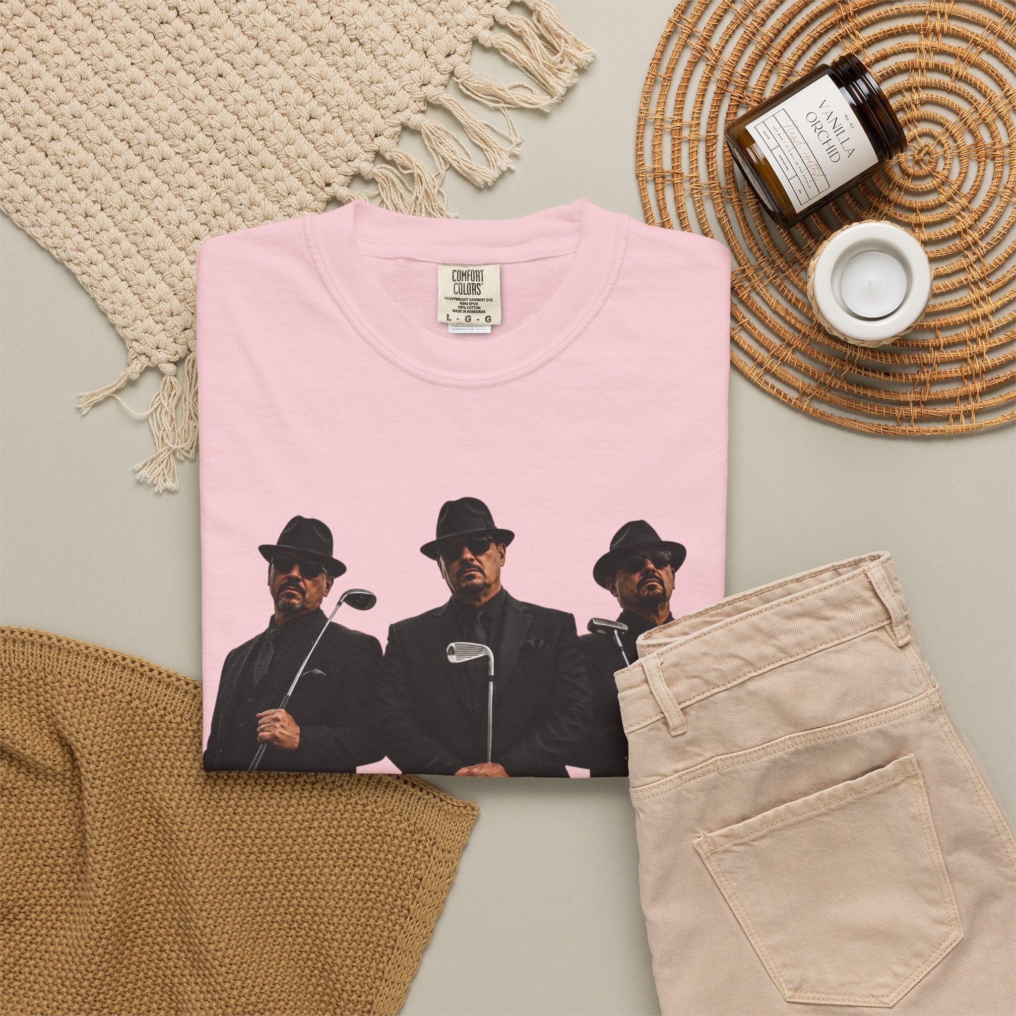 Golf Tee  - Suited Men with Hats - Subtle Mystery for Everyday Wear -  Adds Quiet Attitude to Outfits
