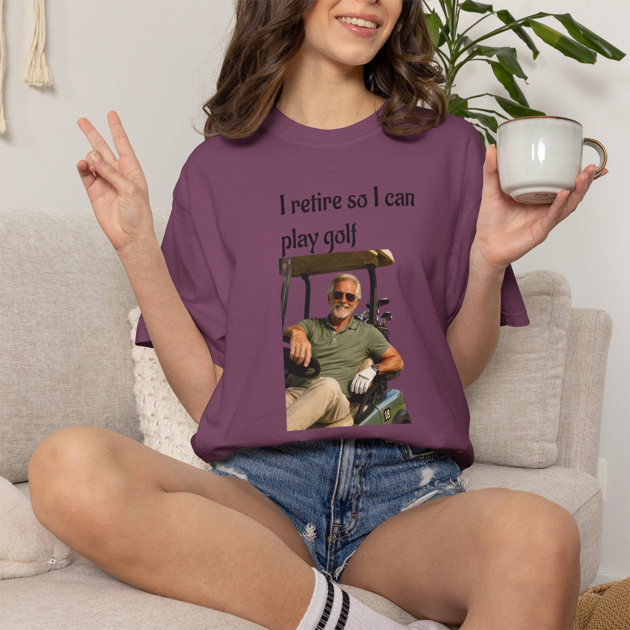 Laid-Back Golfer Retirement Tee - 'I Retire to Play Golf' - Perfect Gift for Golf Lovers - Enjoying Life in a Golf Cart