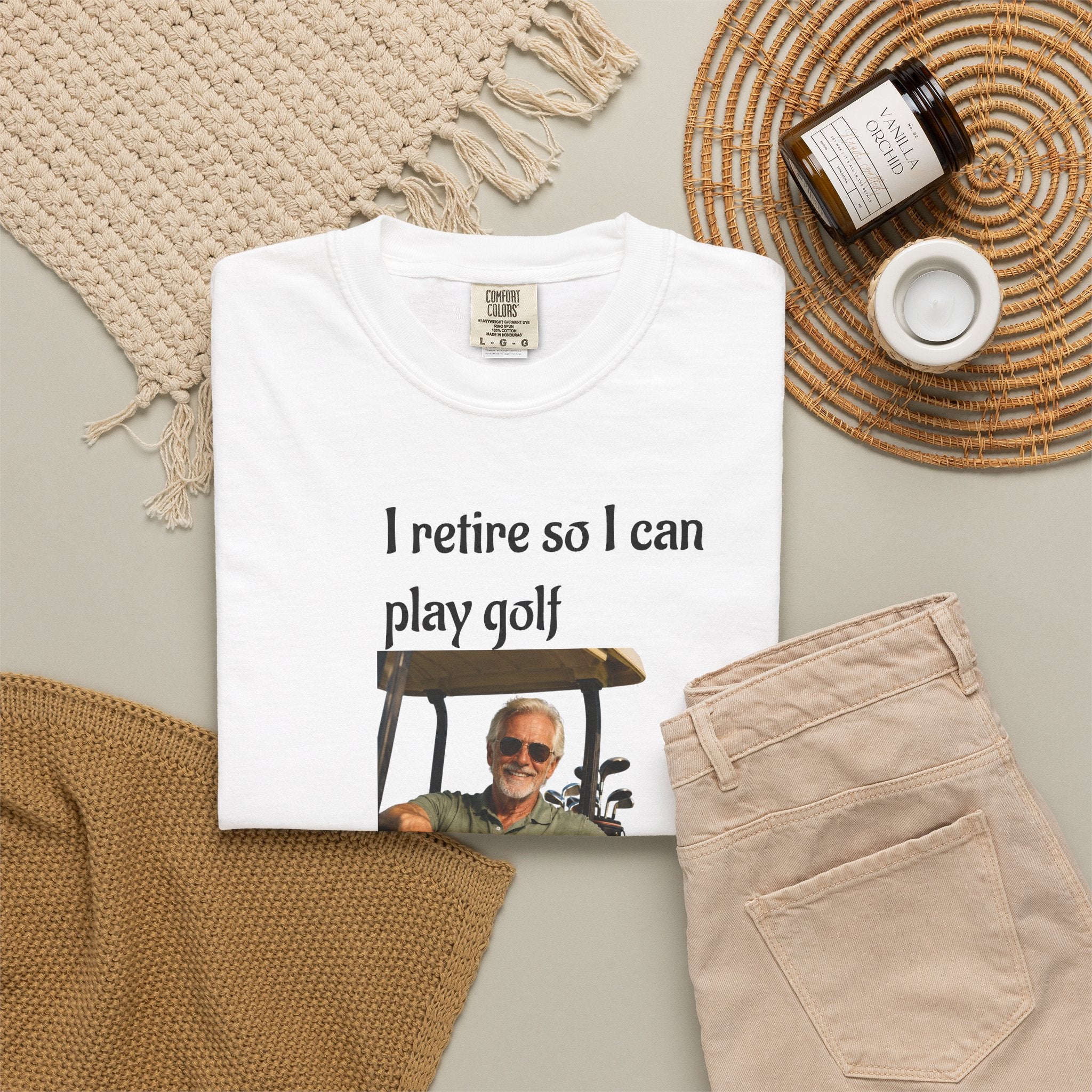 Laid-Back Golfer Retirement Tee - 'I Retire to Play Golf' - Perfect Gift for Golf Lovers - Enjoying Life in a Golf Cart
