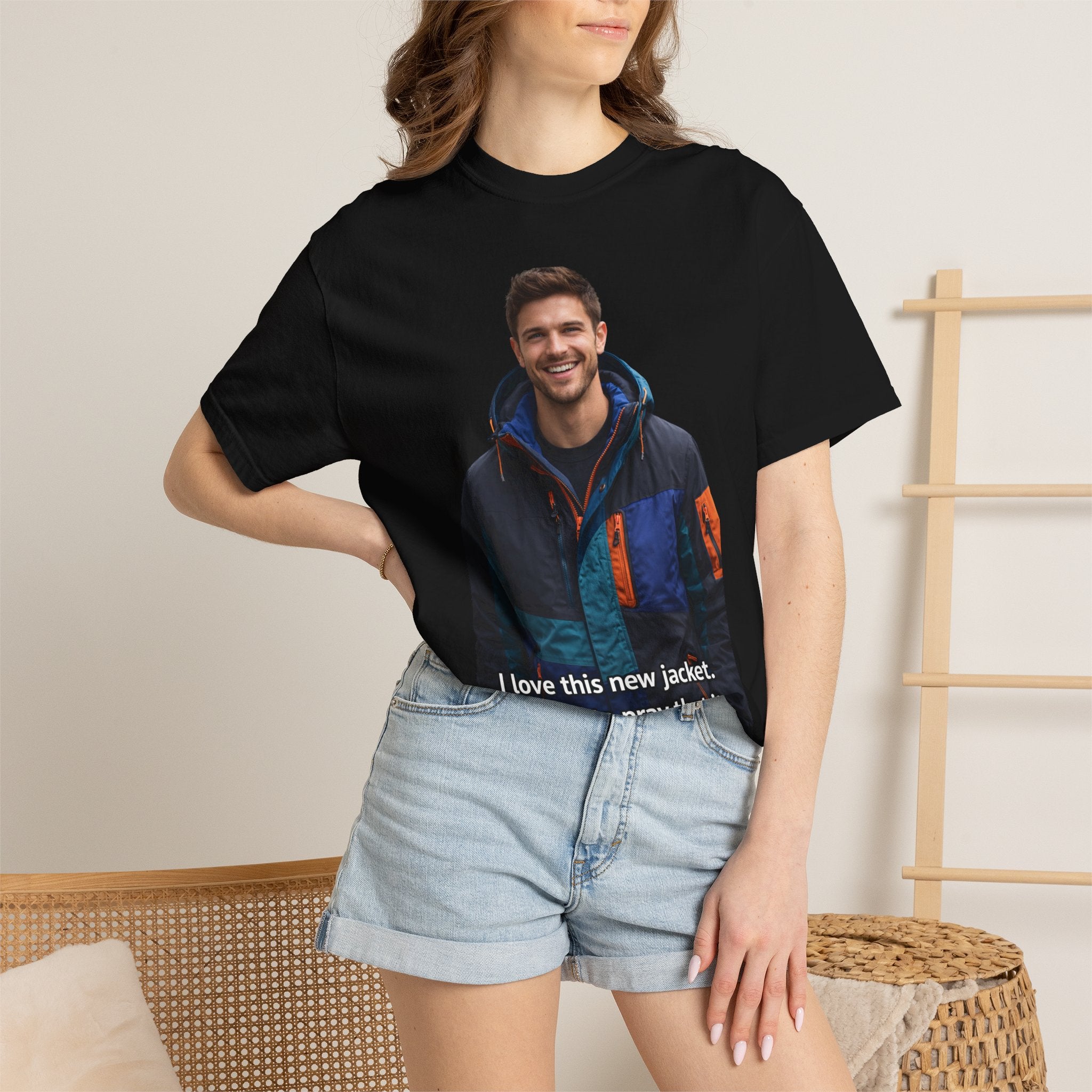 Graphic T-Shirt — 'I love this new jacket. Now I have to pray that it rains.' Photo Print