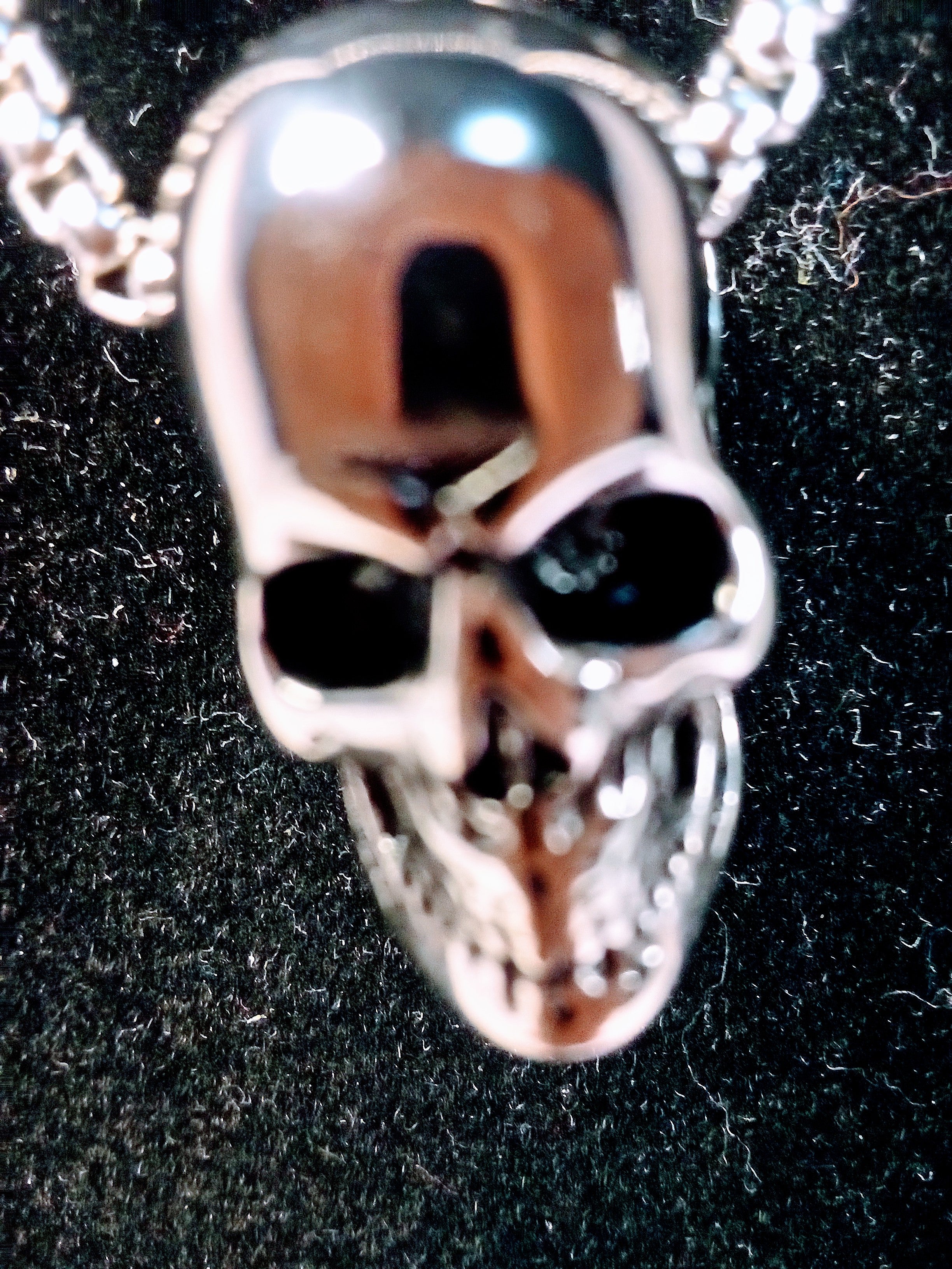 Skull Pendant Necklace Edgy Stainless Steel, Gothic Glam Jewelry Vampire, Chic Glam Goth Essential, Statement for the Bold