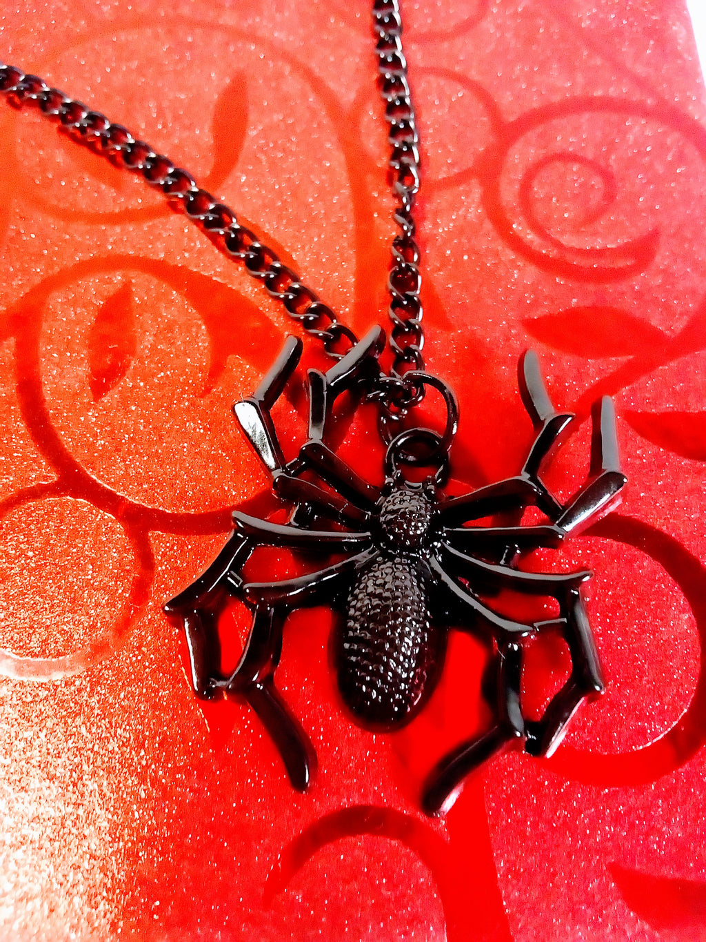 Gothic Spider Pendant Necklace, Unique Accessory, Spooky Perfect Statement Piece, Dark Jewelry