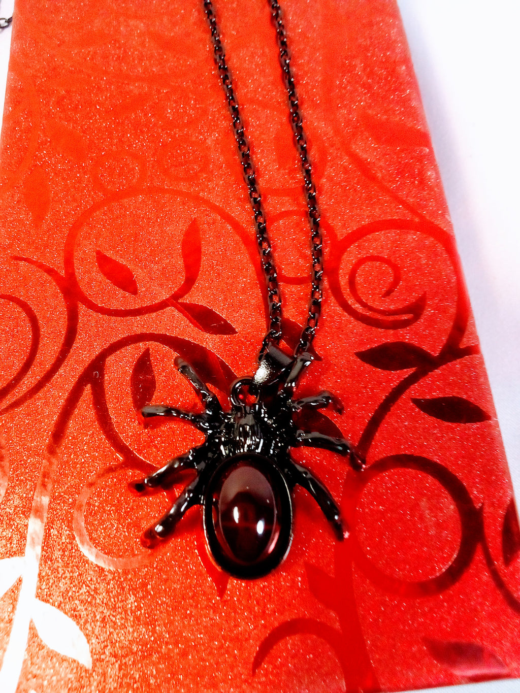 Gothic Spider Pendant Necklace, Unique Accessory, Spooky Perfect Statement Piece, Dark Jewelry