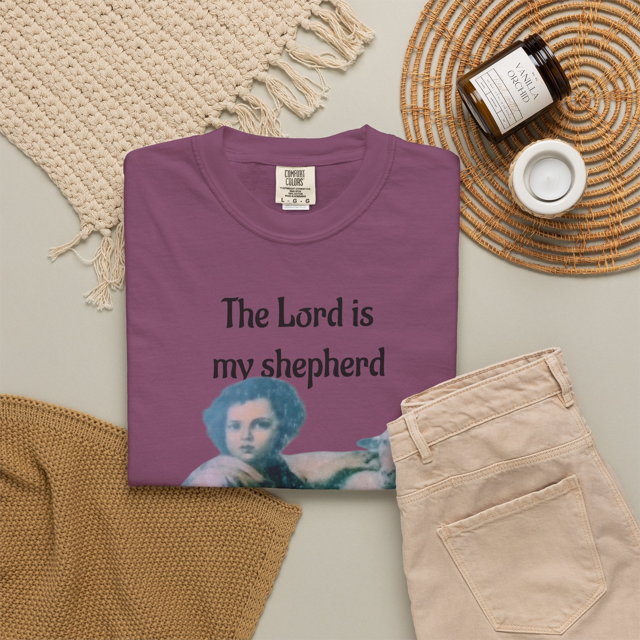 Child Jesus as Shepherd - Gothic T-Shirt with Simple & Expressive Design - Embrace a unique blend of faith and style