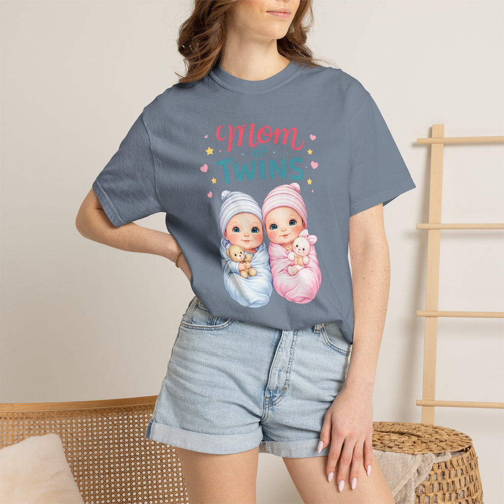 Mom of Twins T‑Shirt — Cute Twin Baby Graphic Tee - Perfect Wear on Slow Mornings with coffee and a Nursery