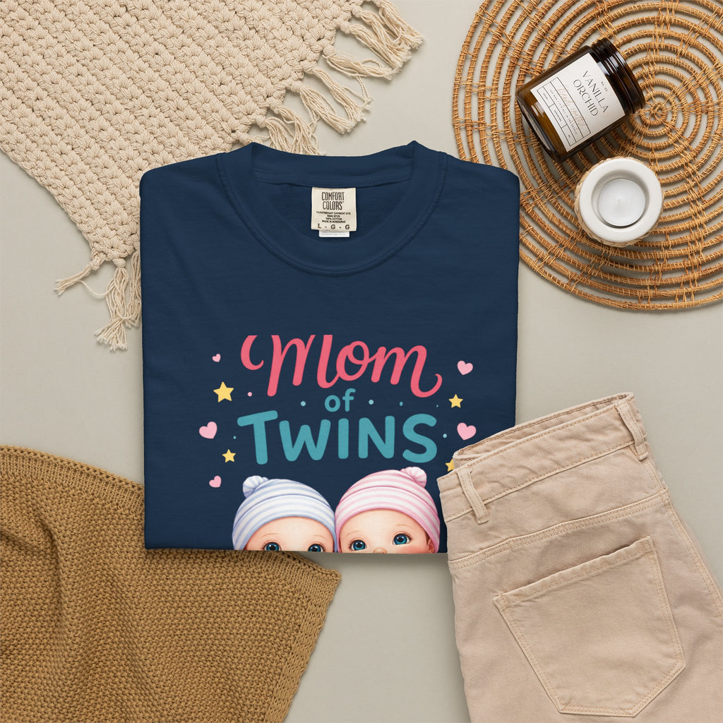 Mom of Twins T‑Shirt — Cute Twin Baby Graphic Tee - Perfect Wear on Slow Mornings with coffee and a Nursery
