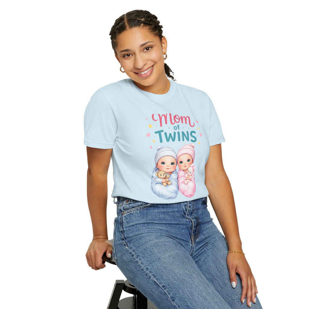 Mom of Twins T‑Shirt — Cute Twin Baby Graphic Tee - Perfect Wear on Slow Mornings with coffee and a Nursery