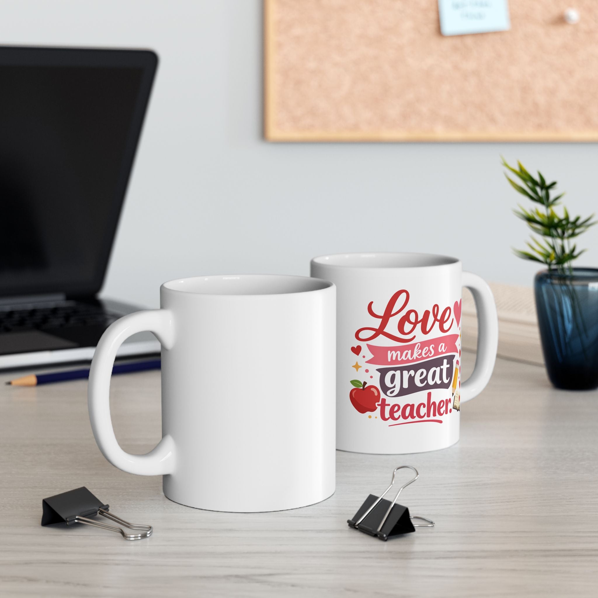 Teacher Appreciation Ceramic Mug - "Love Makes A Great Teacher" - Perfect for Busy Classrooms