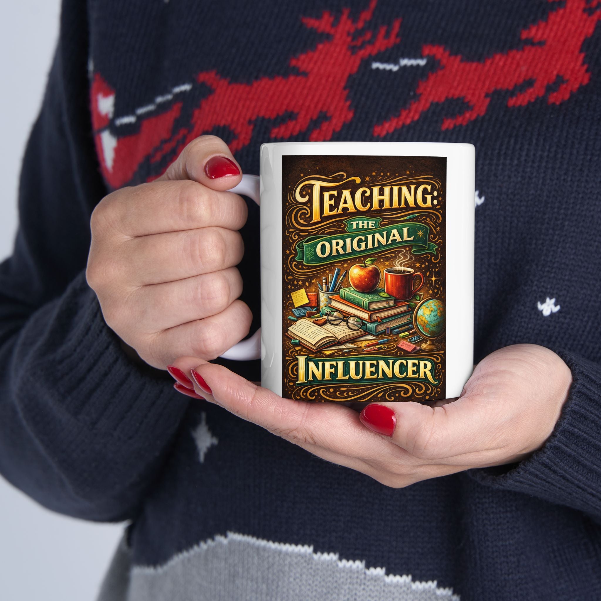 Inspirational Teacher Mug: 'Teaching - The Original Influencer', Perfect for Any Desk or Kitchen