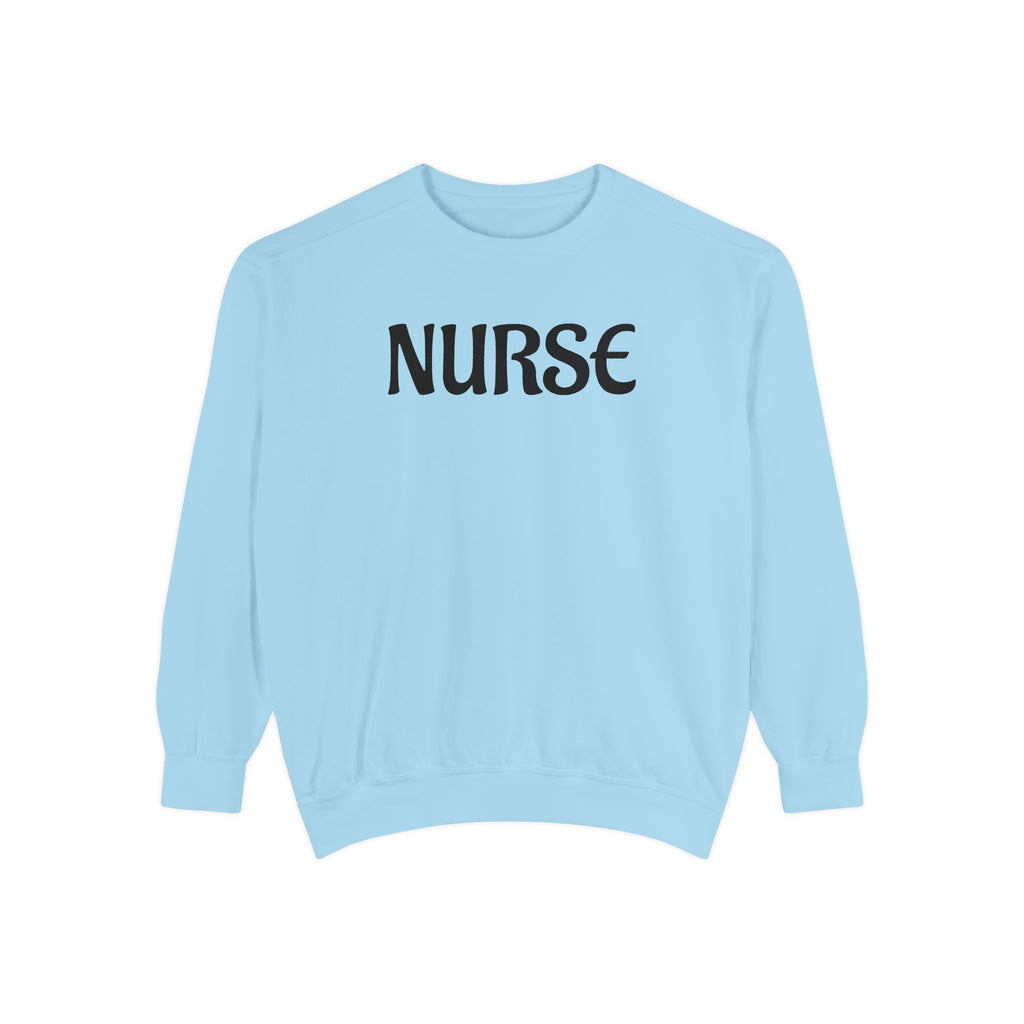 Nurse Sweatshirt — Simple Distressed Text Crewneck for Nurses - Ideal Wear Between Double Shifts