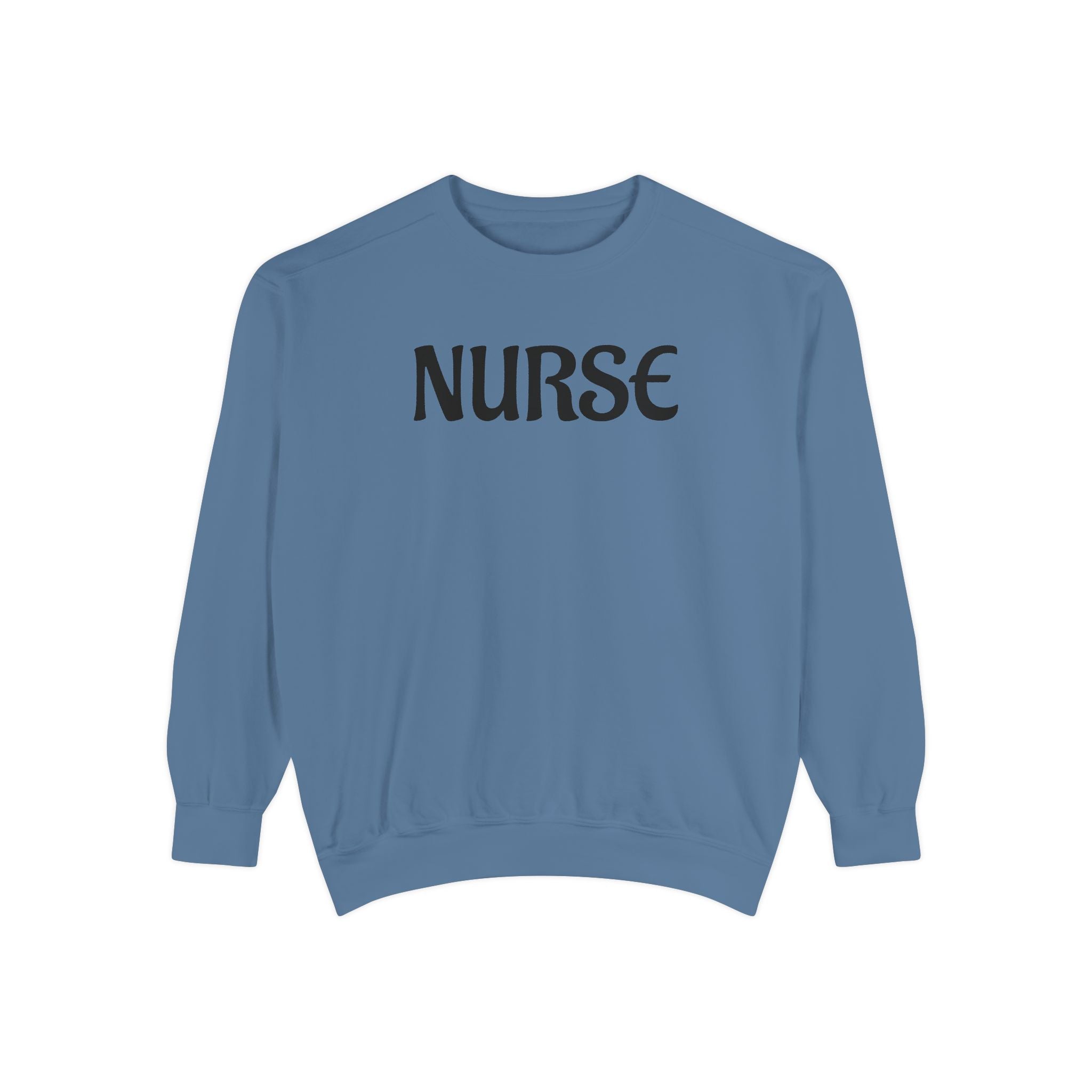 Nurse Sweatshirt — Simple Distressed Text Crewneck for Nurses - Ideal Wear Between Double Shifts