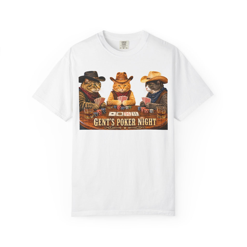 Cowboy Cats Poker Night T-Shirt - 'Gents Poker' Graphic Tee for Fun Conversations -  Perfect Tee for Laughs & Card Games