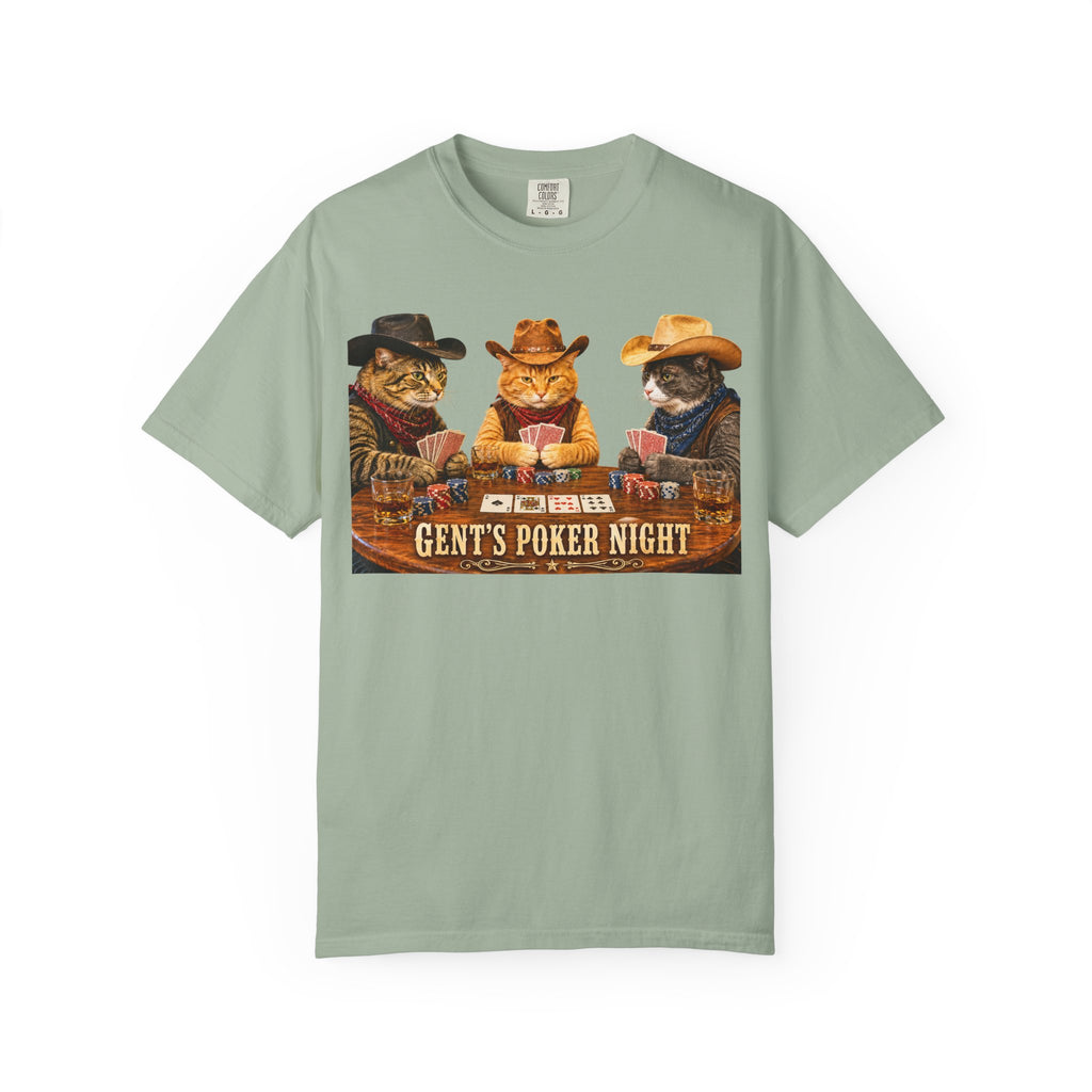 Cowboy Cats Poker Night T-Shirt - 'Gents Poker' Graphic Tee for Fun Conversations -  Perfect Tee for Laughs & Card Games
