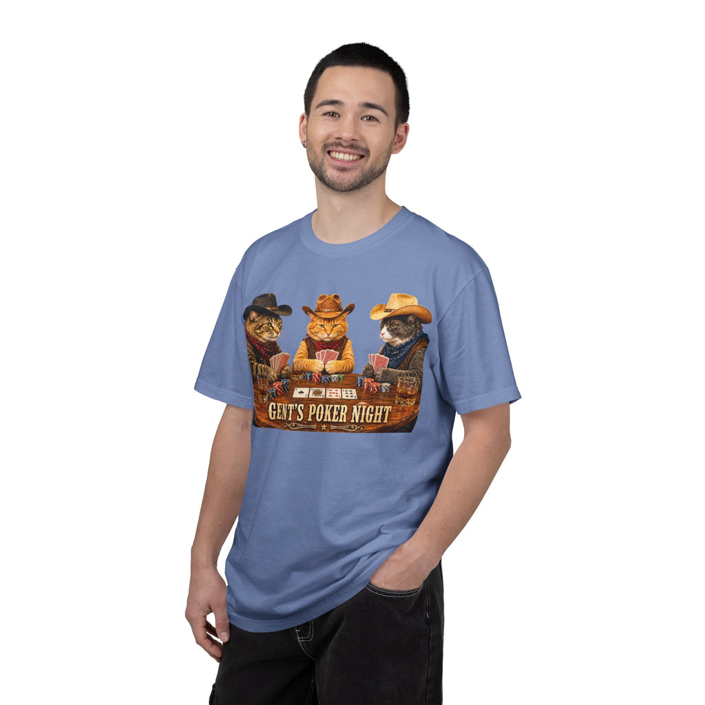 Cowboy Cats Poker Night T-Shirt - 'Gents Poker' Graphic Tee for Fun Conversations -  Perfect Tee for Laughs & Card Games