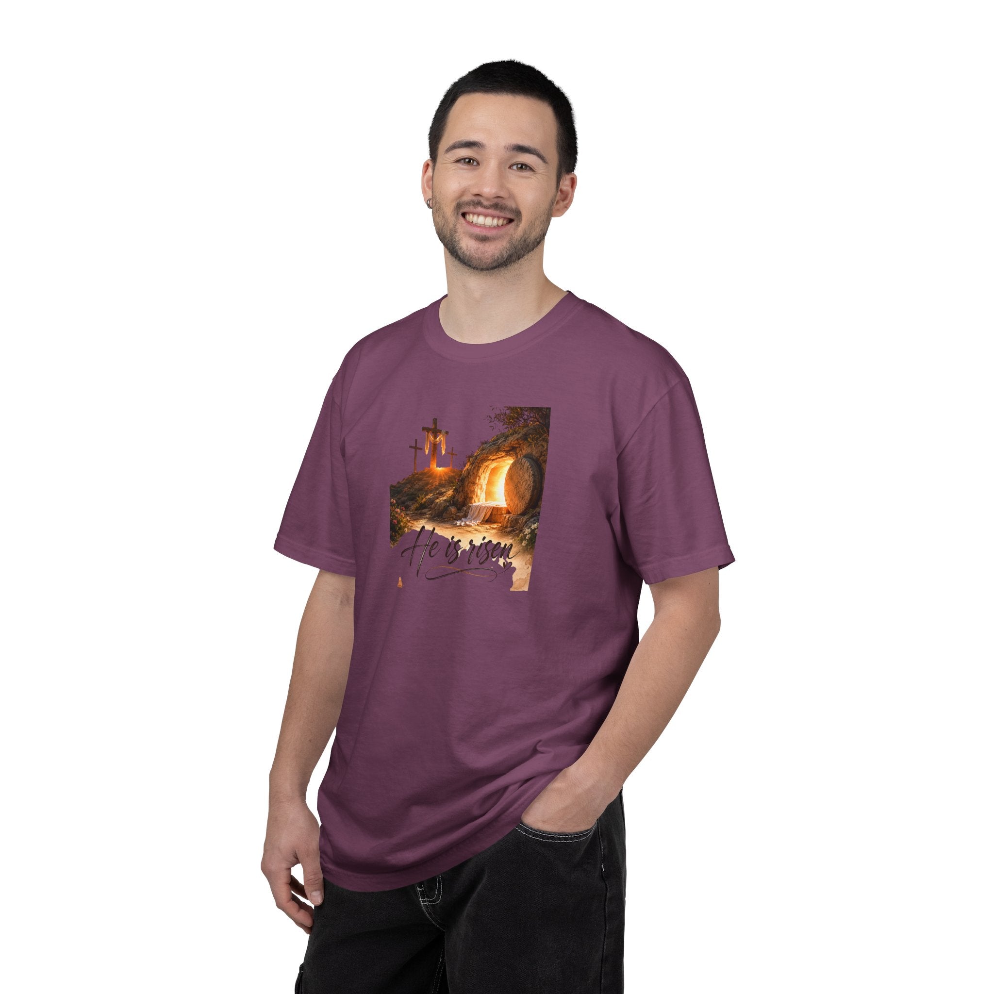 He Is Risen T-Shirt - a wearable reminder of hope and new beginnings.  Wear it to sunrise services, family gatherings,