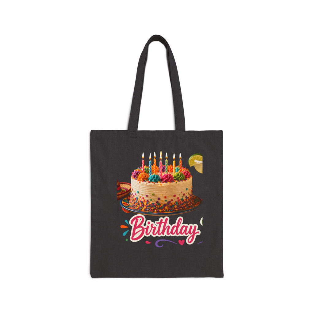 Cotton Canvas Tote Bag - Colorful Fun Birthday Cake Tote - Perfect Gift for Birthday Celebrations