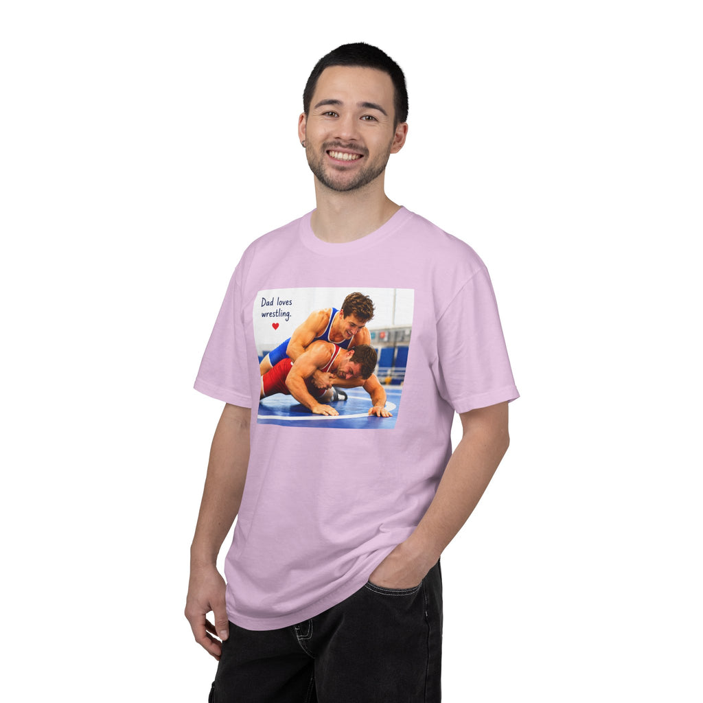 Dad Loves Wrestling Graphic T-Shirt - Sport Tee for Playful Athletes Fans and for Casual Wear